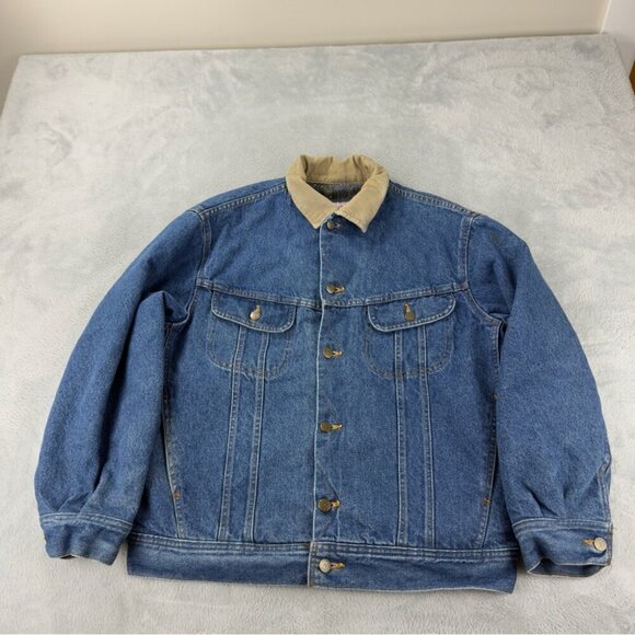 VTG Canyon Creek Storm Rider Blanket Lined Denim Trucker Jacket Men's Sz Medium - Picture 1 of 12